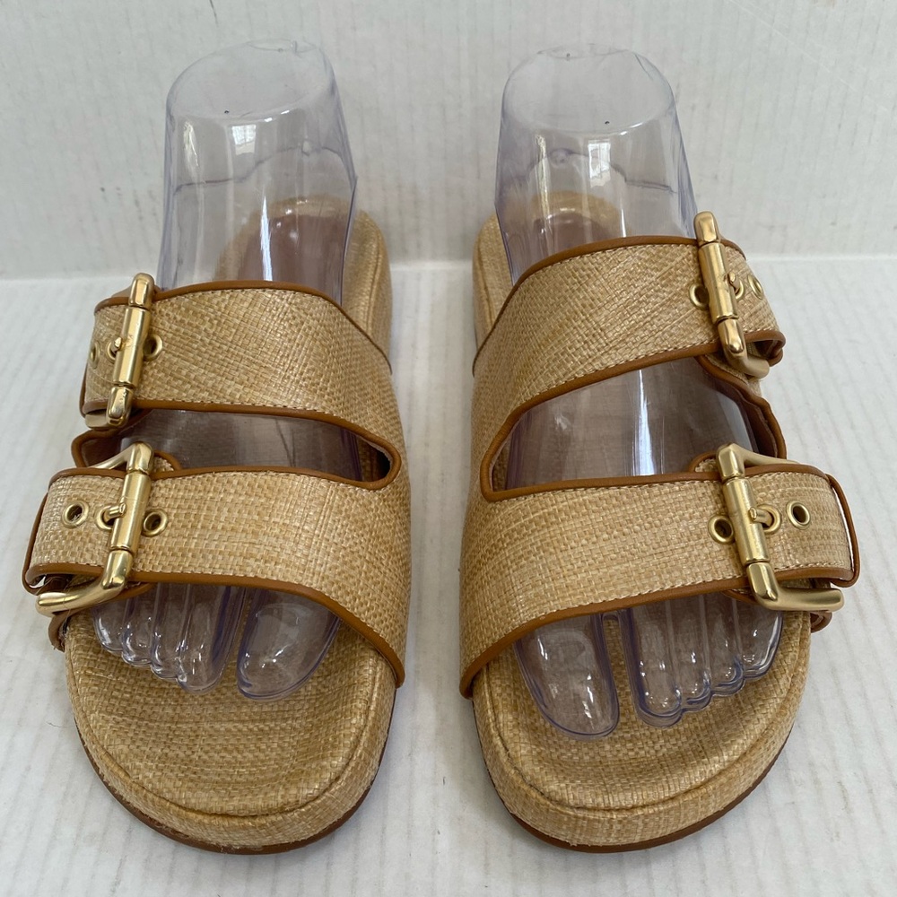 J. Crew Tan and Gold Sandals